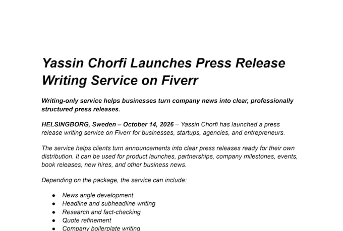 write a professional, newsworthy press release